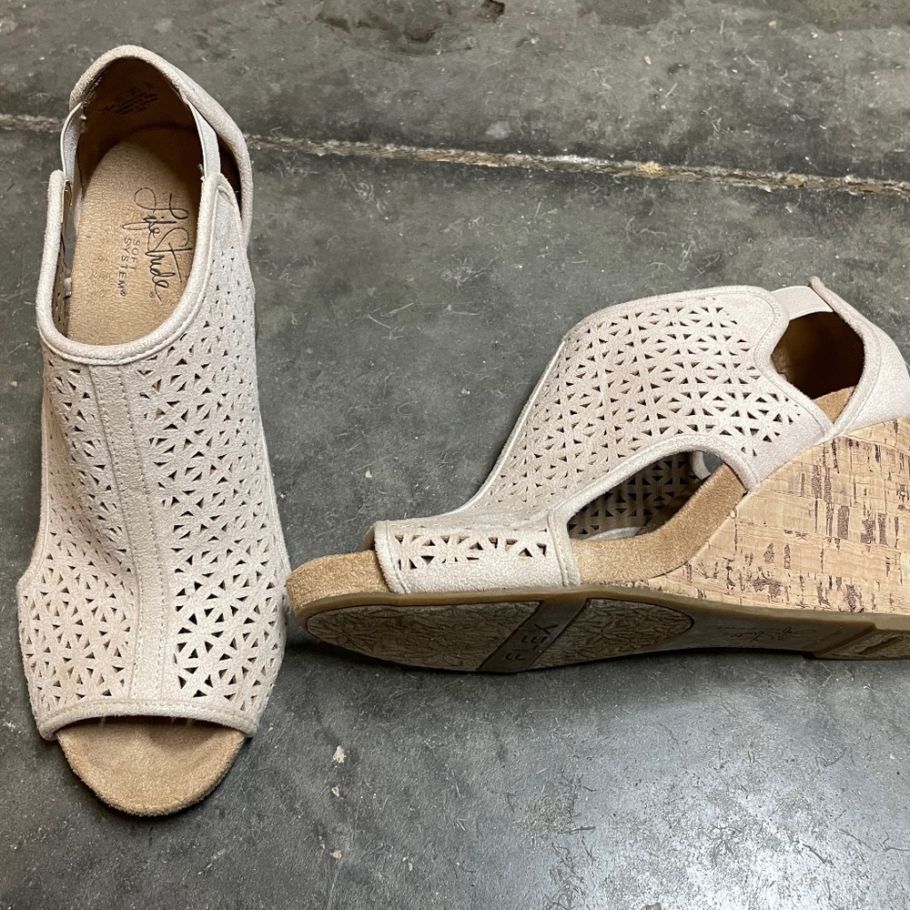 Beige wedges